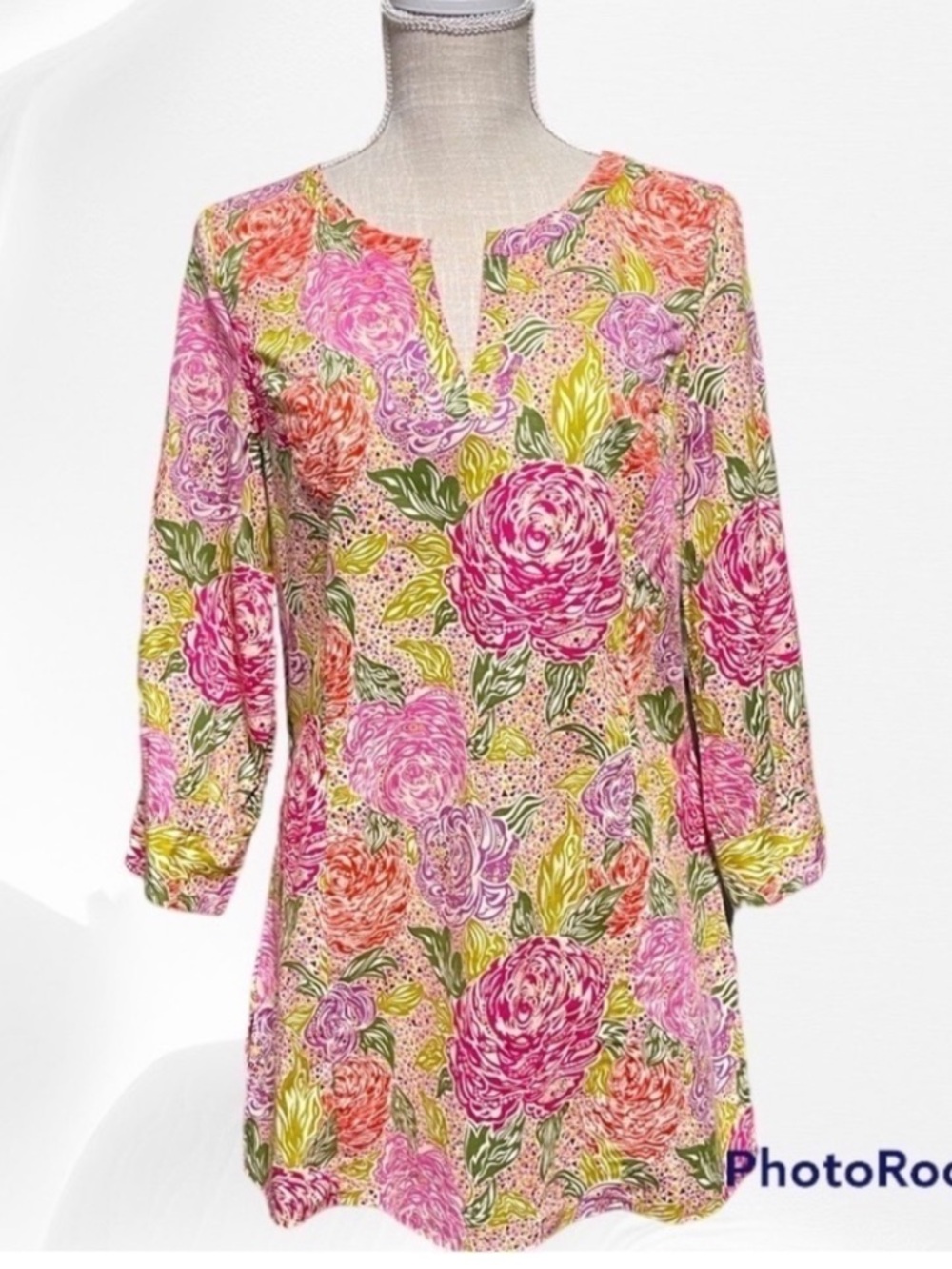 Brooks Brothers Liberty Art vibrant, Rose garden blossoms floral preppy tunic to